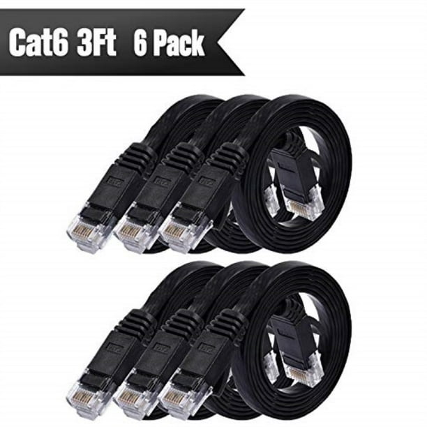 Cable Matters 5-Pack 5-Foot Snagless Short Cat6 Ethernet Cable Cat6 Cable, Cat 6 Cable in Blue & 1-Pack 50-Foot Cat6 Flat Ethernet Cable in White 